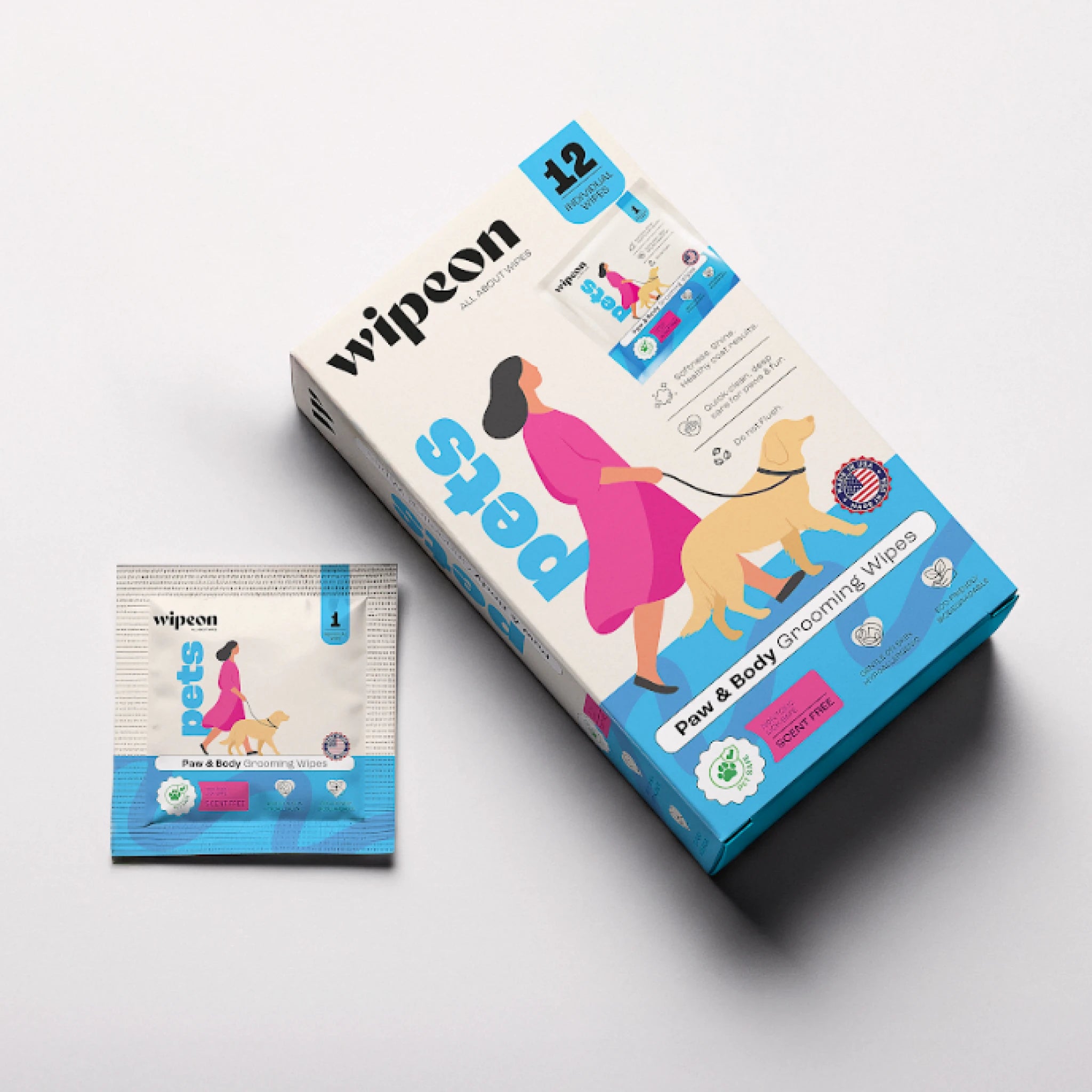 Wipeon Pets - Paw & Body Grooming Wipes