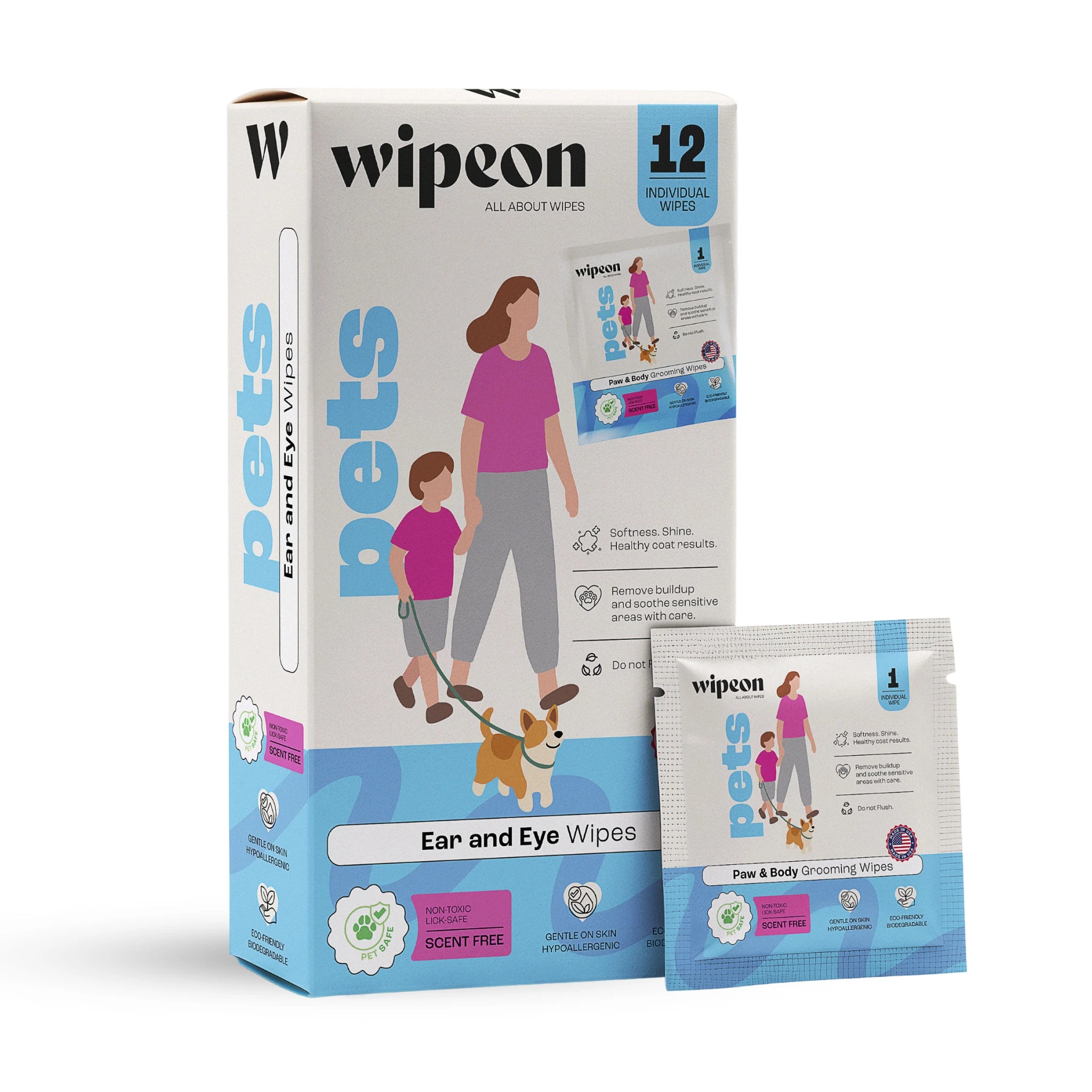 Wipeon Pets - Paw & Body Grooming Wipes