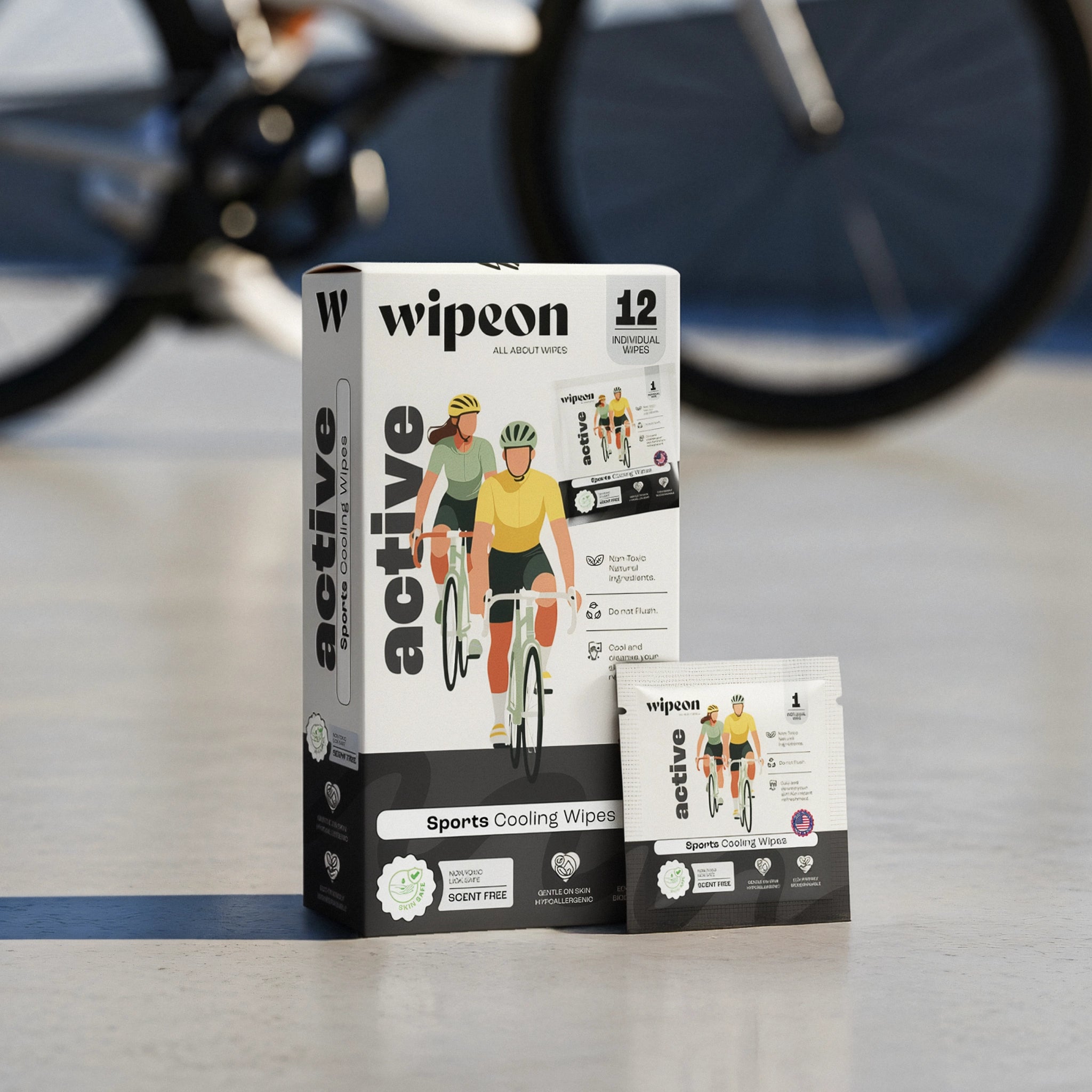 Wipeon Active Cooling Wipes – Instant Cool-Down Body Wipes, 12 Individually Wrapped
